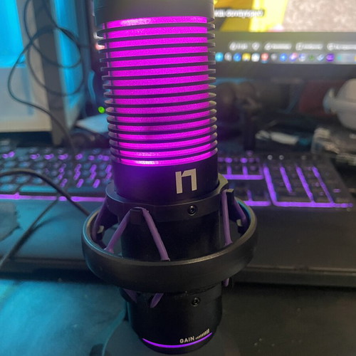 Nemesis NC90 gaming microphone used with RGB lighting and stand