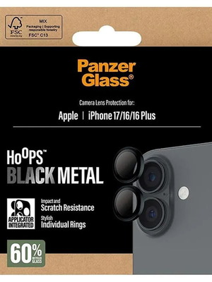 PanzerGlass Hoops Black протектор за камера за iPhone 17/16/16 Plus нов