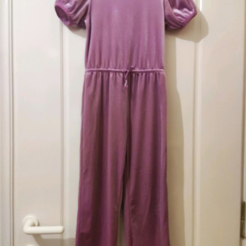 H&M velvet one-piece jumpsuit used, size 116, pink