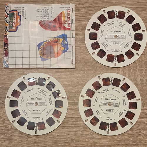 Vintage View-Master 3D discs Rox et Rouky Disney, used, set of 3 reels