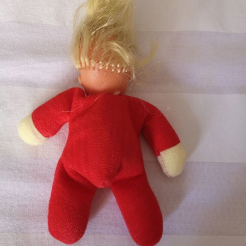 Red vintage doll used, small