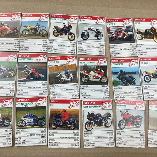 Bleck cards used, pack of 28, motorcycles