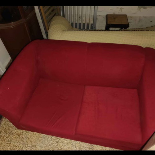 Sofa-armchair set with three-seater, two-seater and armchair red like new