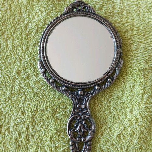 Hand mirror used, vintage 13×7 cm with ladybug gift