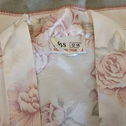 Negligee robe used, L/XL, floral pattern, satin