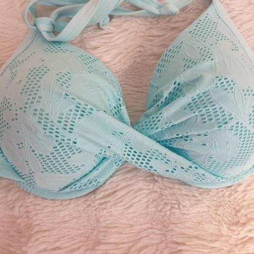 Next Mint Green Lace Padded Wired Plunge Bikini Set new with tags
