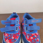 Children's shoes used, size 27, blue and red with dinosaur design