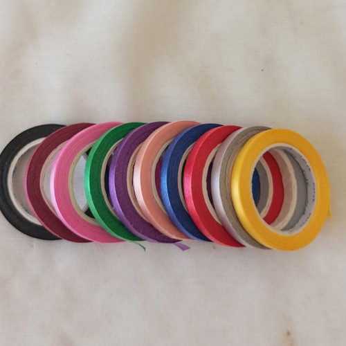 Thin Craft Ribbons Set of 10 Rolls, 5m Each, Color Mix