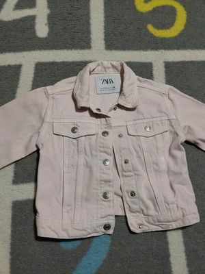 Pink soft kids denim jacket like new, size 86