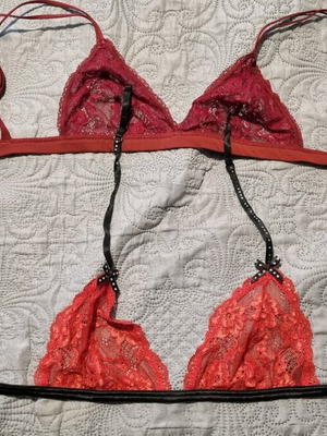 Med bralets used, 2 pieces, size small, black and red