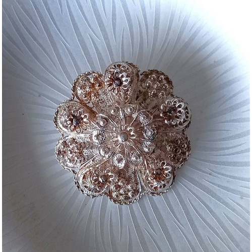 Silver Gianniotiki brooch used, large, old, 925 silver