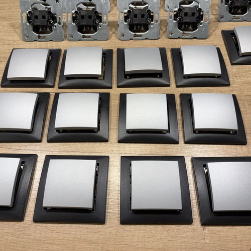 Hager Berker S1 Single Wall Switches with Frame and Button, 13 pcs, like new