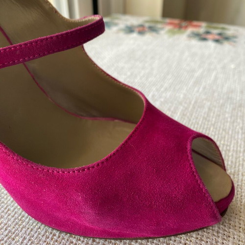 Vintage leather suede high heel pumps size 38 used pink J. BOURNAZOS