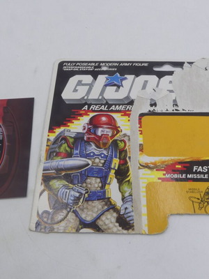 GI Joe Fast Draw Cut Cardback Front Action Figure 1987 used Hasbro