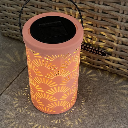 Solar LED decorative lantern, coral color