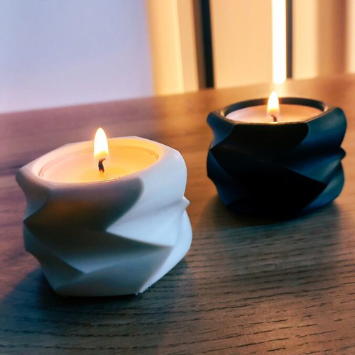 Modern tealight holders set black & white