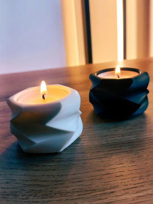 Modern tealight holders set black & white