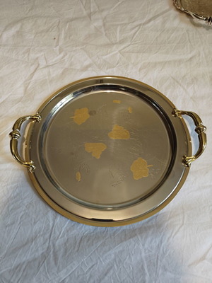 Silver Serving Tray with 24 Carat Gold Details unused