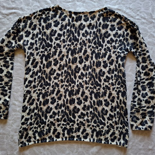 Women's thin wool blouse with leopard print, like new, size L-XL