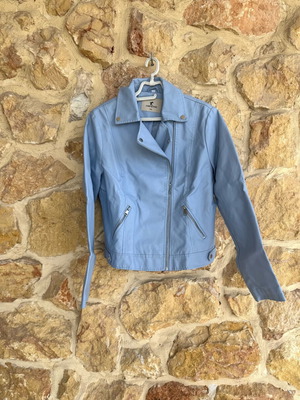 Jump & Fish Biker Jacket faux leather like new, size XXL, sky blue