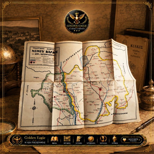 Political Map 1950 of Kilkis Prefecture by Dim. Chatzigiannakis