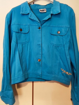 OAKS Jeans Italian Women's Denim Jacket turquoise like new, size L