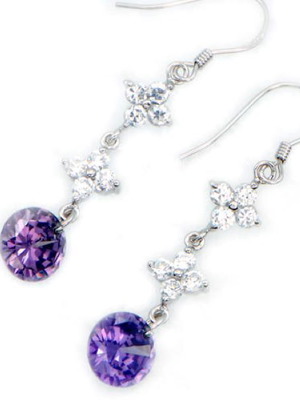 Amethyst 925 silver earrings new