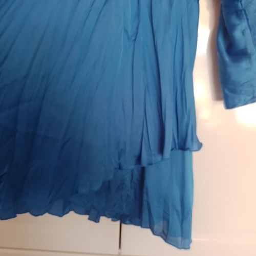 Zara satin dress with asymmetrical detail like new, blue, XS