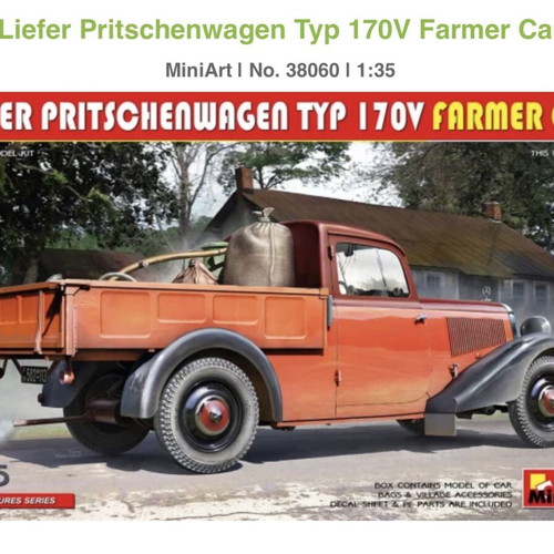 MiniArt Liefer Pritschenwagen Typ 170V Farmer Car 1:35 model kit new