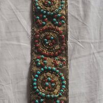 Vintage handmade boho ethnic belt with beads and suede 100cm like new
