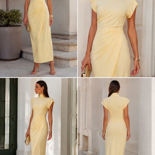 Decoro long dress new, beige and yellow