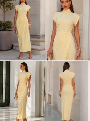 Decoro long dress new, beige and yellow