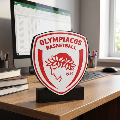 Olympiacos Basketball Logo new, 19x27 cm
