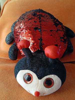 Ladybug with sequins used, with heart