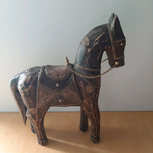 Oriental handmade antique horse used