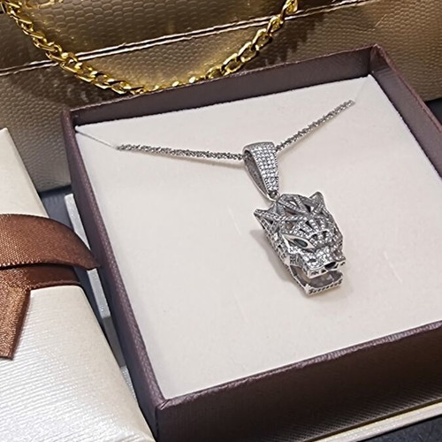Panther pendant necklace silver 925 with zircon stones
