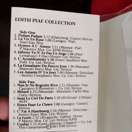 Edith Piaf Collection cassette tape used, pop