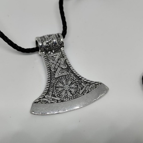 Viking Axe Pendant with Scandinavian Symbols like new