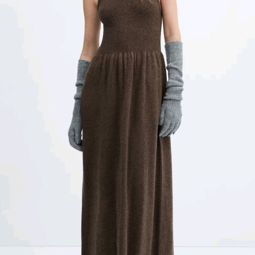 Mango Halter-neck wool dress new, beige, size S