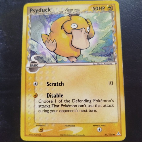 Psyduck Delta Species Holon Phantoms κάρτα μεταχειρισμένη, αριθμός 81/110