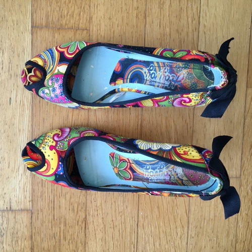 Peep toe colorful shoes used size 38