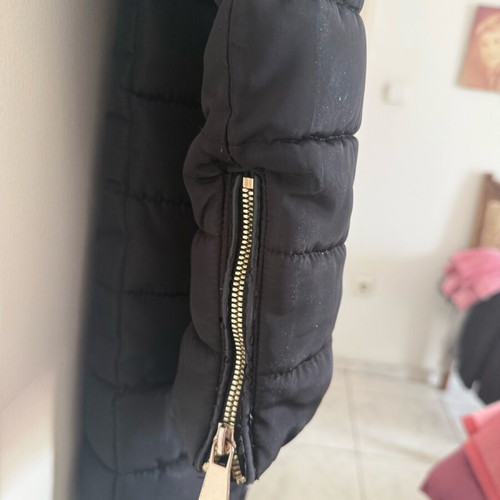Black quilted jacket S/M like new with gold details
