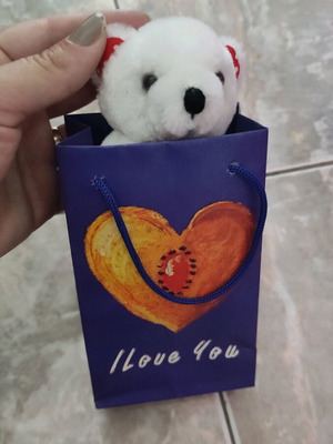 Vintage I love you set with teddy bear, bag and card used