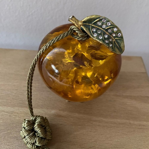 Pomegranate charm like new resin with metal details
