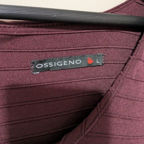 Midi Ossigeno dress with textured burgundy fabric, like new, size L