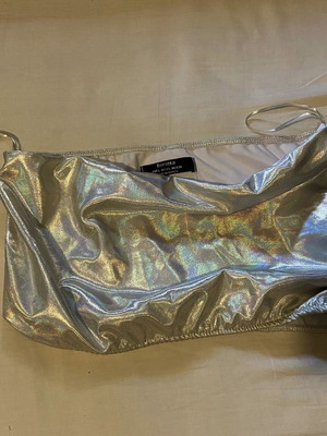 Bershka ασημί στραπλες τοπ νέο μέγεθος S
