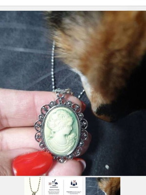 Κολιέ Lady Cameo νέο, ασημί και πράσινο