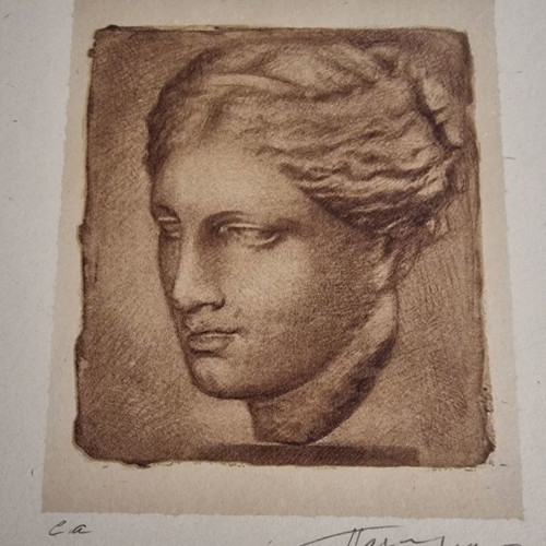 Miltos Pantelias chalcography used, female head
