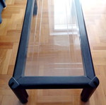 Solid beech wood coffee table with glass top