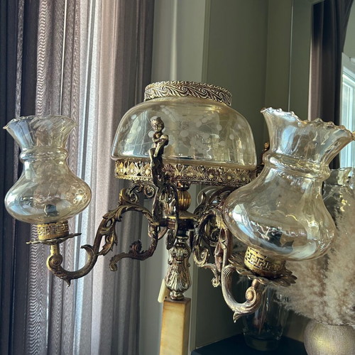 Vintage baroque floor lamp used, 1.46 m tall, three arms